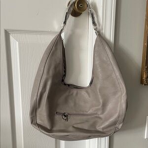 Elegant Taupe Leather Hobo Bag